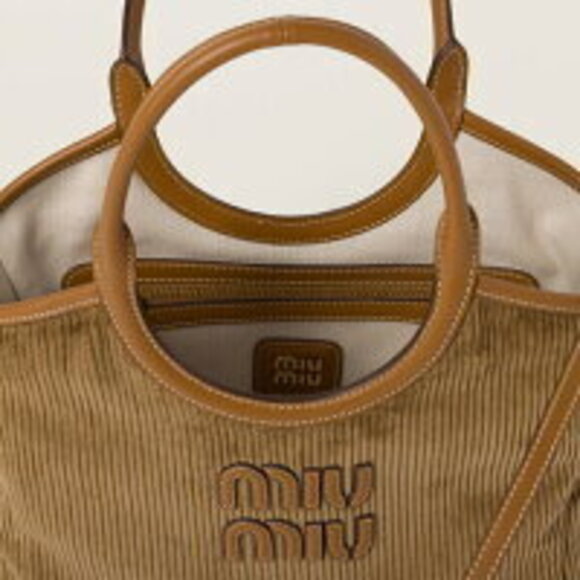 Miu Miu Ivy Corduroy Handbag Brown - Picture 4 of 5